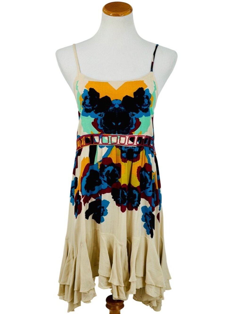 NWT Free People Floral Print Ruffle Mini Slip Dress | Grunge Fairycore Boho Twee - Picture 2 of 16